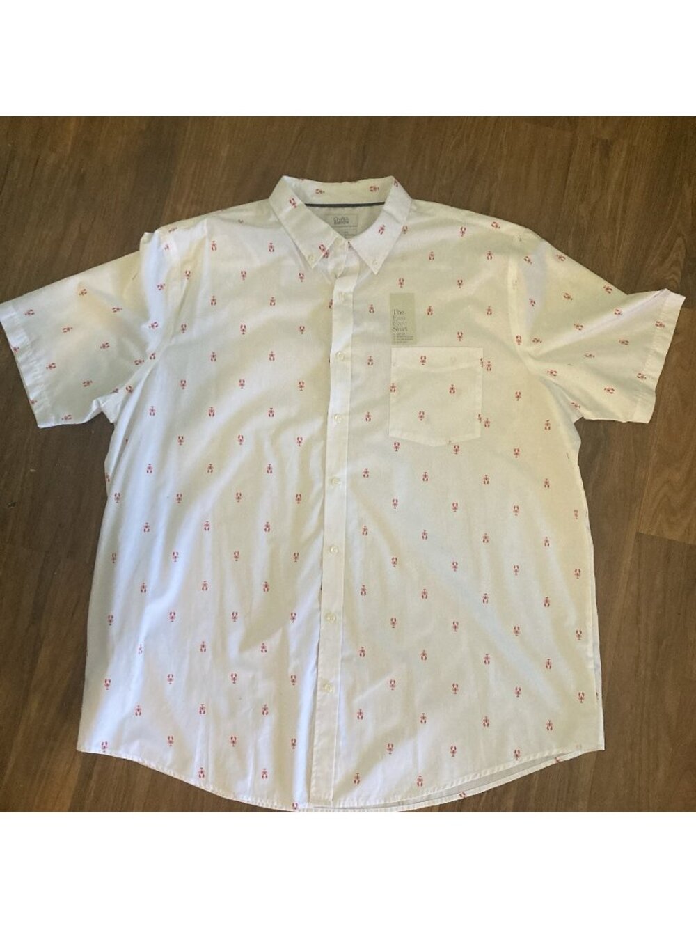 Croft & Barrow Men's Button Down Shirt White Lobsters Size 3XL Big NWT